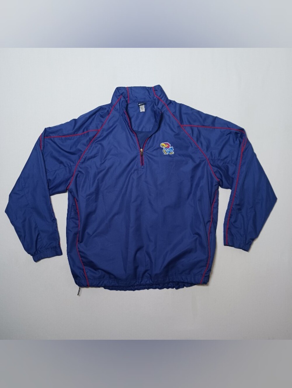 Kansas Jayhawks Mens 1/4 Zip Pullover Windbreaker XL Blue Gear For Sports